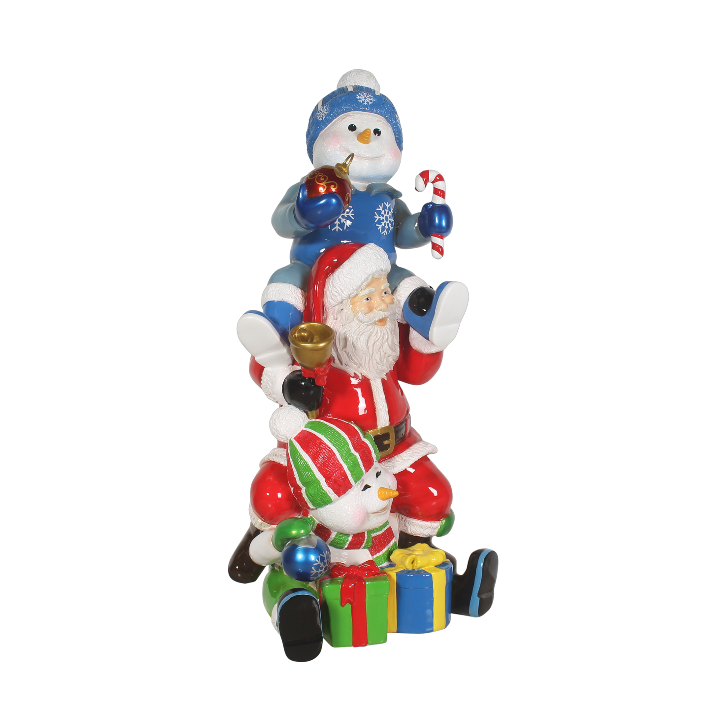 5ft Fiberglass Resin Santa & Snowman Stacking Gifts Statue