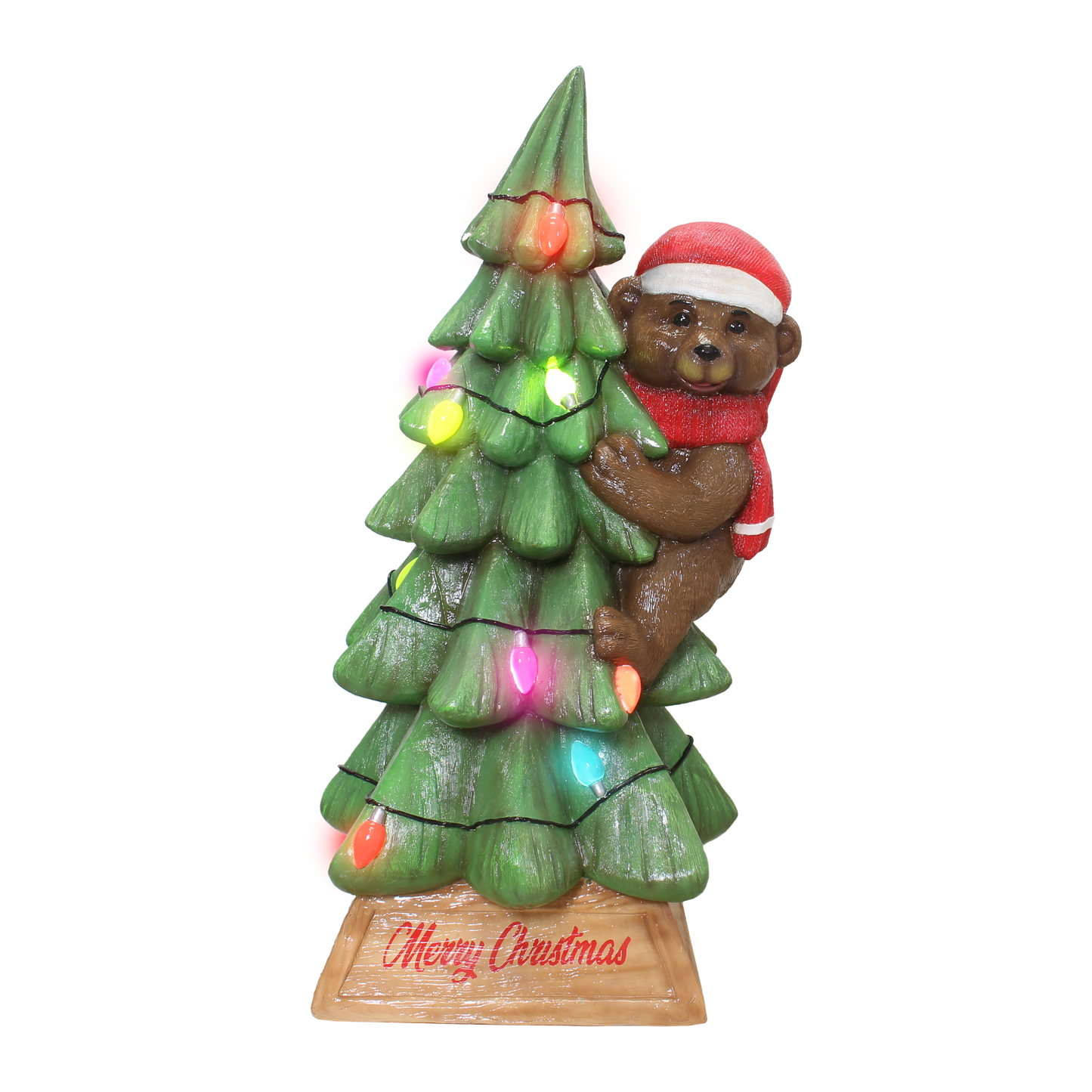 5ft Fiberglass Resin Bear On Christmas Tree Statue