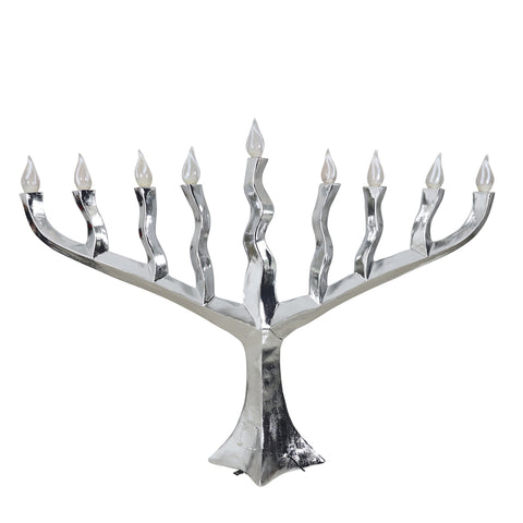 Large Menorah Silver Leaf, 8ft