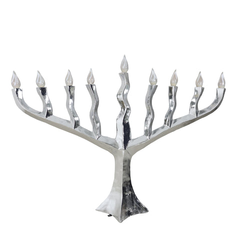 Large Menorah Silver Leaf, 8ft