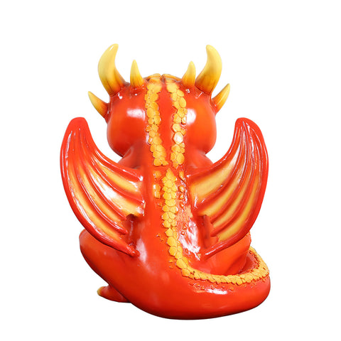 red fire dragon figurine back view