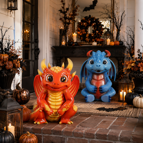 Large Blue Frost Dragon Figure, 28"