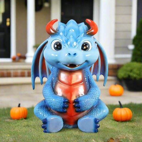 Large Halloween dragon in front of house with porch