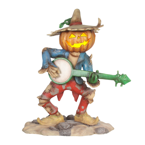 Pumpkin Scarecrow Playing Banjo