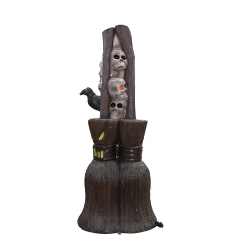 Haunted Broom with Skull Pillar