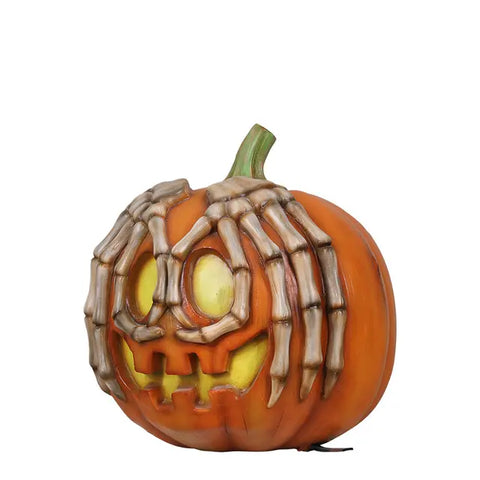 Large Pumpkin w/Skeleton Hands Halloween Figure, 28"