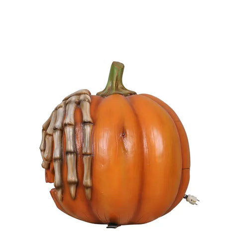 Large Pumpkin w/Skeleton Hands Halloween Figure, 28"