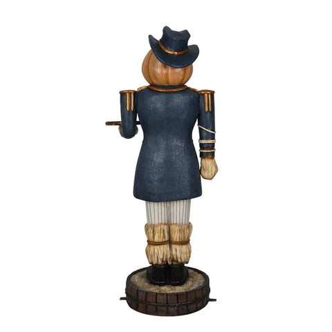 Lifesize Pumpkin-Headed Scarecrow Butler Statue, 72"