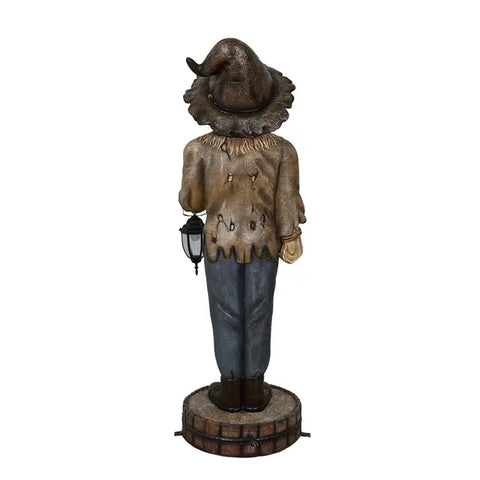 Lifesize Pumpkin Head Scarecrow w/Lantern Halloween Statue, 72"