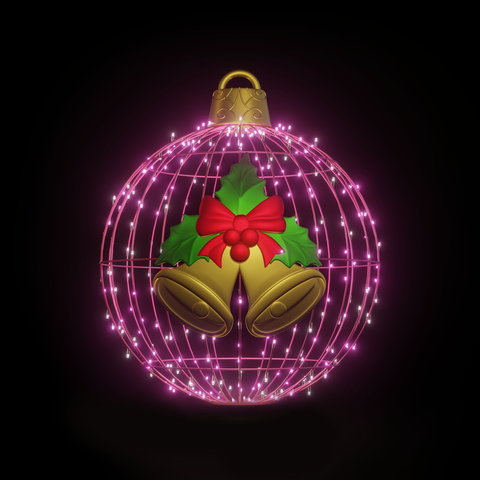 Christmas Ball "Bells" 4ft Pink - Hanging