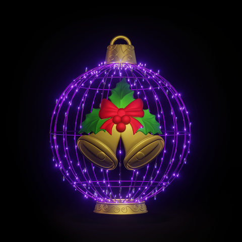 Christmas Ball "Bells" 4ft Purple - Standing