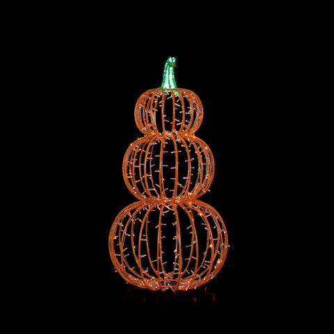Large LED Stacked Pumpkins Display, 59" (Orange - Floor Standing)