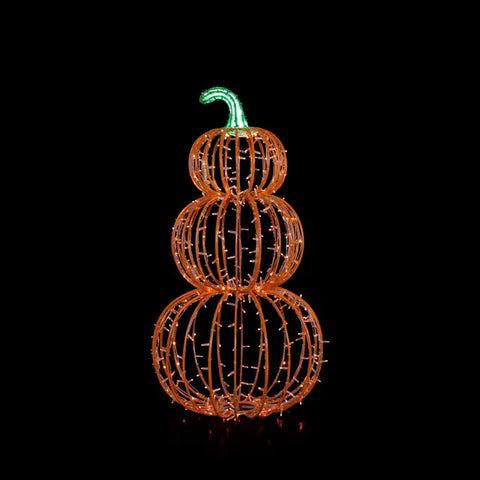 Large LED Stacked Pumpkins Display, 59" (Orange - Floor Standing)