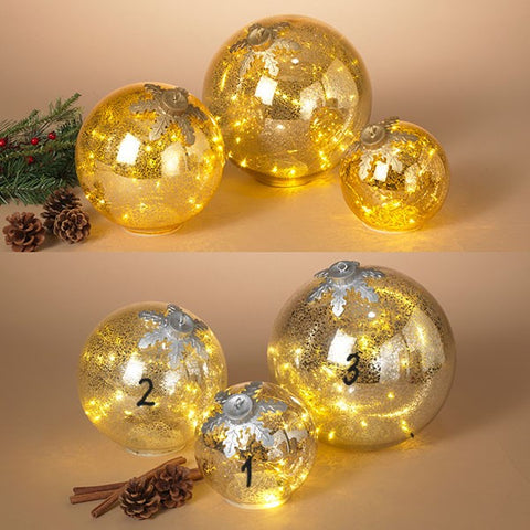 Battery Operated Lighted Mercury Glass Ornaments #3 (large) is 9.8" diameter
