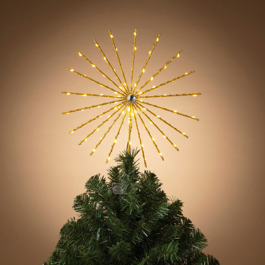 14.57" Electric Lighted Gold Tree Topper
