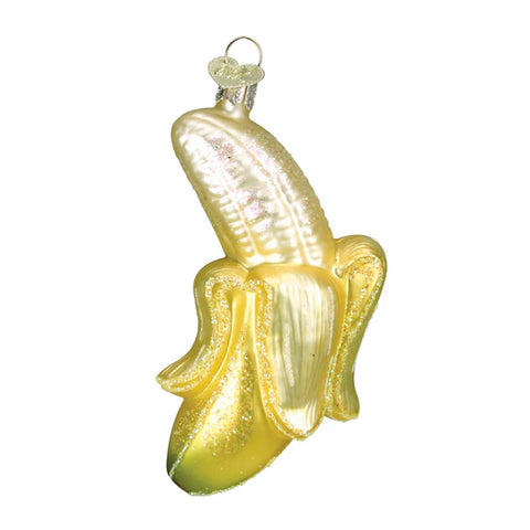Peeled Banana Glass Ornament, 4"