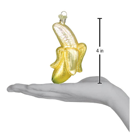 Peeled Banana Glass Ornament, 4"