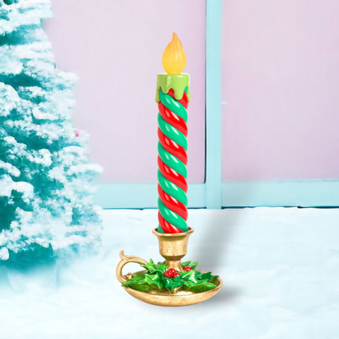 17.5" Green Stripe LED Candlestick