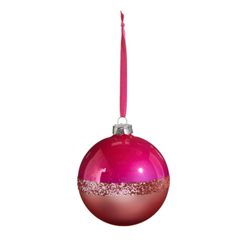 Pink Two Tone Ball Ornament, 4" (3 styles - sold individually)
