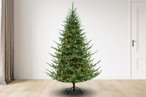 7.5 ft Alaskan Fir Christmas Tree with 1600 3mm Dual Color, Twinkle lights - 9 Function, 65D