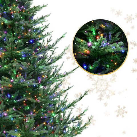 7.5 ft Alaskan Fir Christmas Tree with 1600 3mm Dual Color, Twinkle lights - 9 Function, 65D