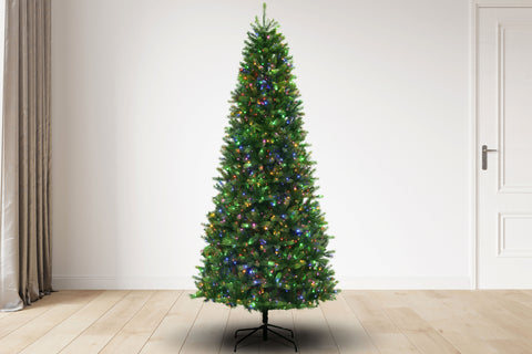 9 ft Slim Montauk Fir Christmas Tree with 1100 3mm Dual Color, Twinkle lights - 9 Function, 69D