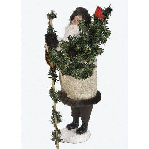 Rustic Santa Caroler Figurine, 13"