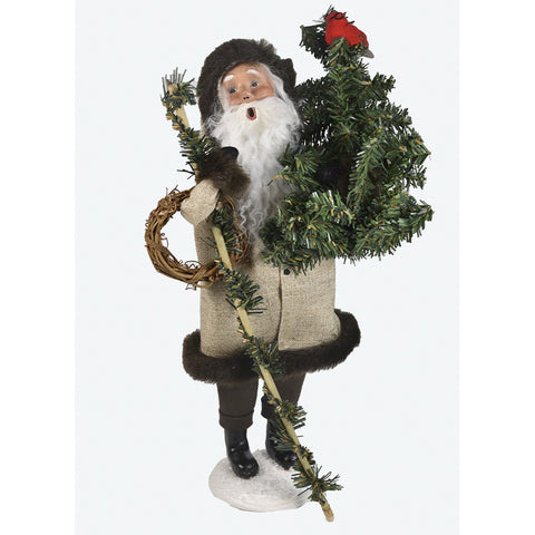 Rustic Santa Caroler Figurine, 13"