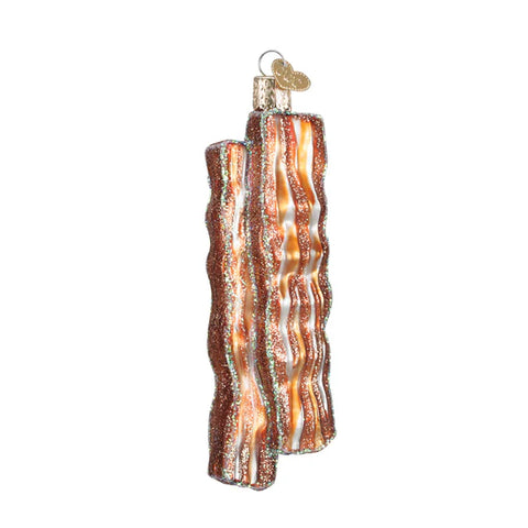 Glass Bacon Strips Ornament, 5"