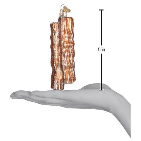 Glass Bacon Strips Ornament, 5"
