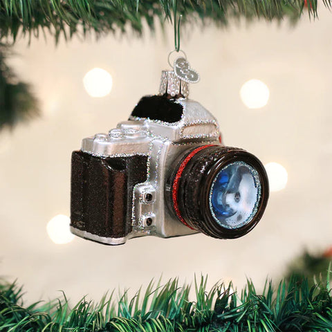 Glass Camera Ornament, 2.5"