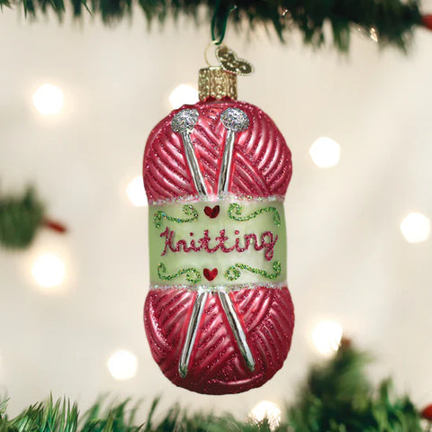 Knitting Yarn Ornament, 3.75"