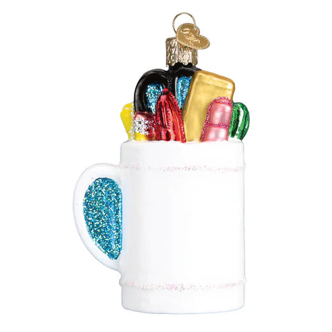 Glass "Best Teacher" Mug Ornament, 3.75"