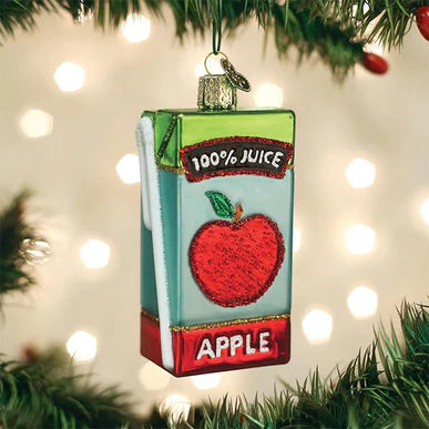 Glass Apple Juice Box Ornament