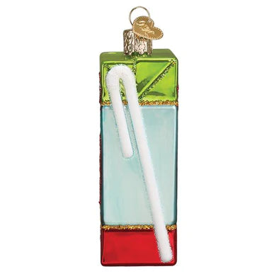 Glass Apple Juice Box Ornament