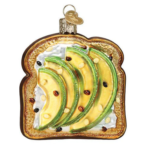 Glass Avocado Toast Ornament, 3"