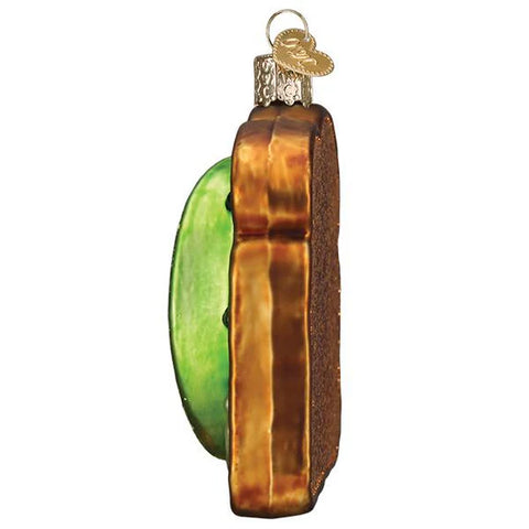 Glass Avocado Toast Ornament, 3"