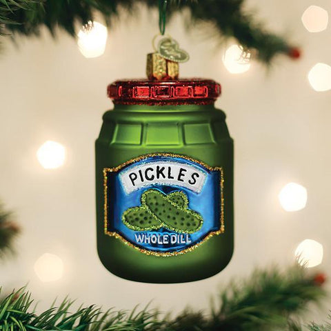 Jar Of Pickles Glass Ornament