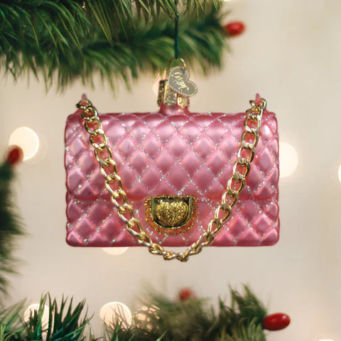 Quilted Purse Ornament, 3.25"