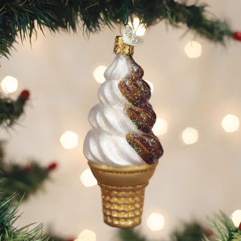 Chocolate Swirl Soft Serve Ornament, 4.25"