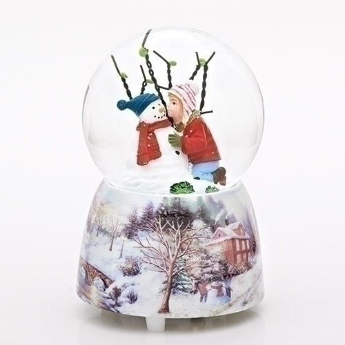 5"H Musical Child w/Snowman Water Globe