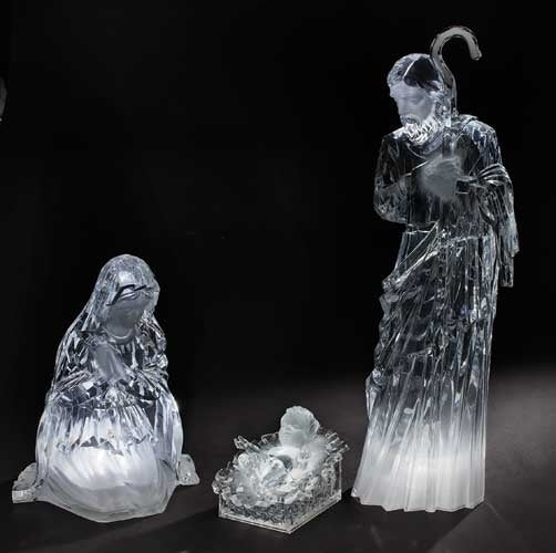 23"H Three Piece LED Holy Family Figurine Set