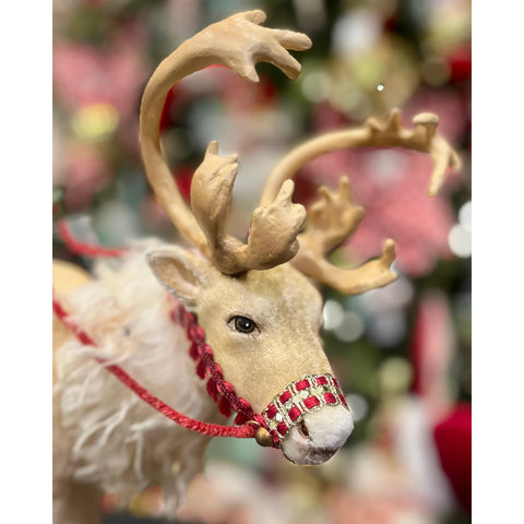 Santa Riding Caribou Figurine, 15"