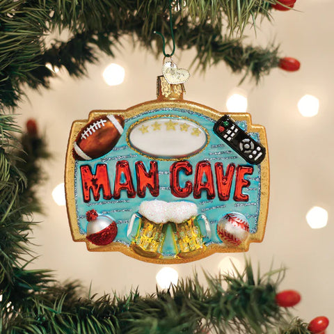 Man Cave Glass Ornament