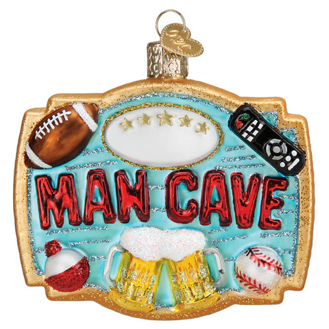 Man Cave Glass Ornament