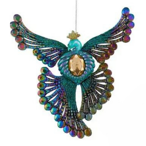 Peacock Glittered Phoenix Ornament (sold individually)