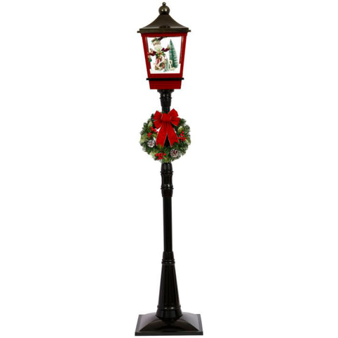 Snowing Lamp Post with Elf and Rockinghorse, 72"