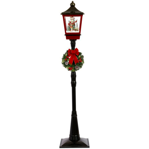 Snowing Lamp Post with Elf and Candy Cane, 72"