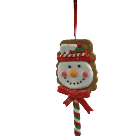 Snowman Gingerbread Lollipop Ornament