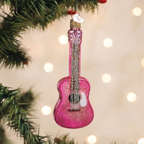 Glittered Glam Guitar Ornament, 4.75"